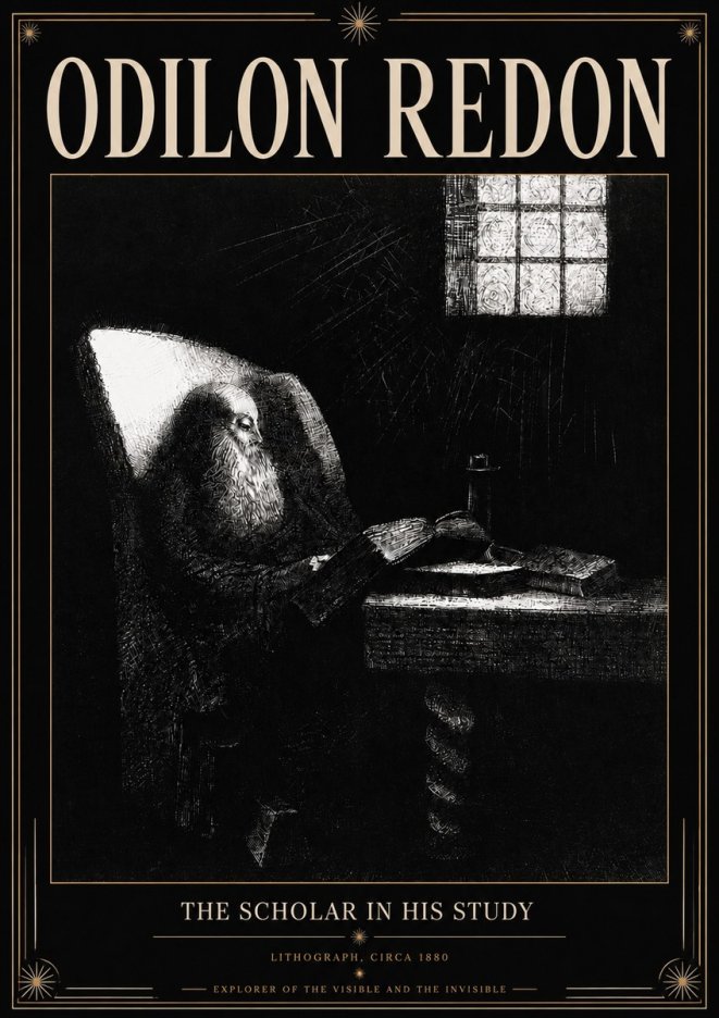 Odilon Redon The Scholar in His Study No3 - Affiche