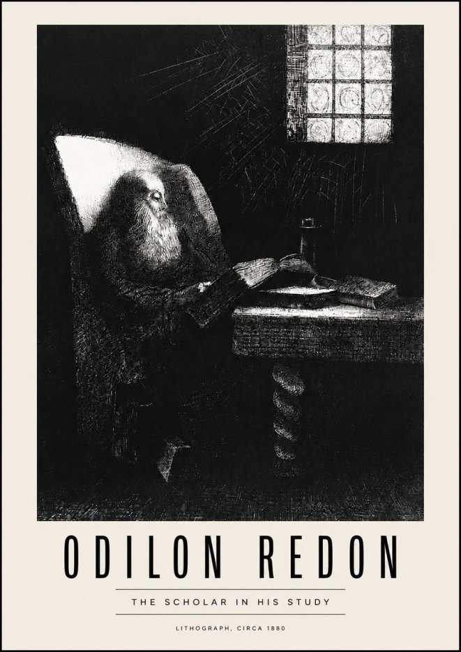 Odilon Redon The Scholar in His Study No4 - Affiche