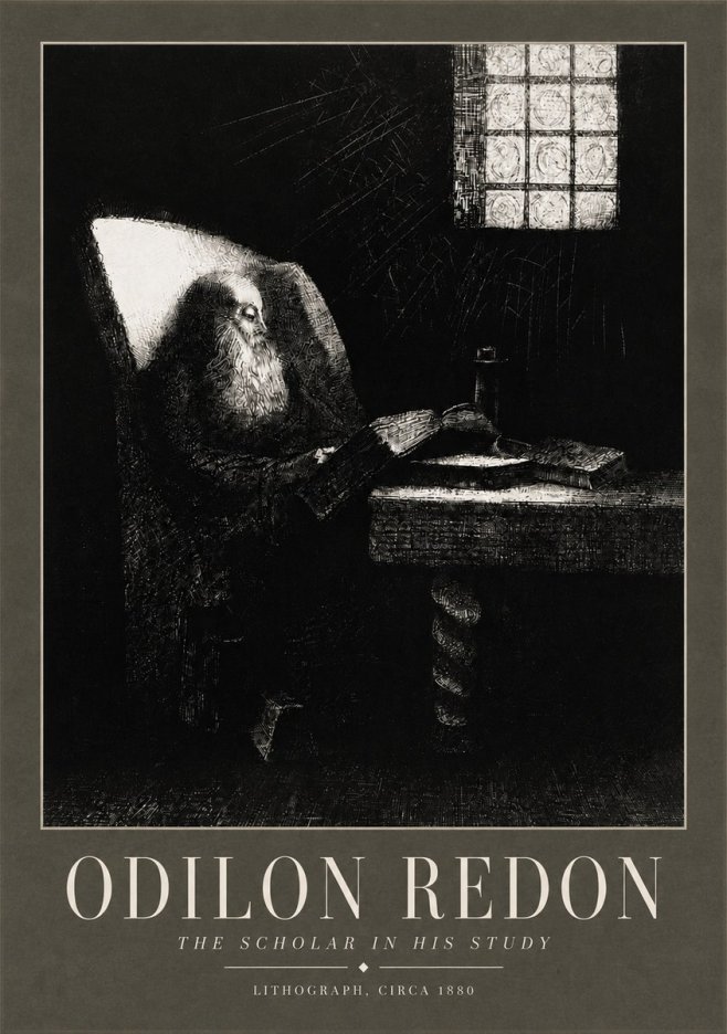 Odilon Redon The Scholar in His Study No5 - Affiche