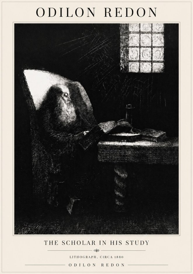 Odilon Redon The Scholar in His Study No6 - Affiche