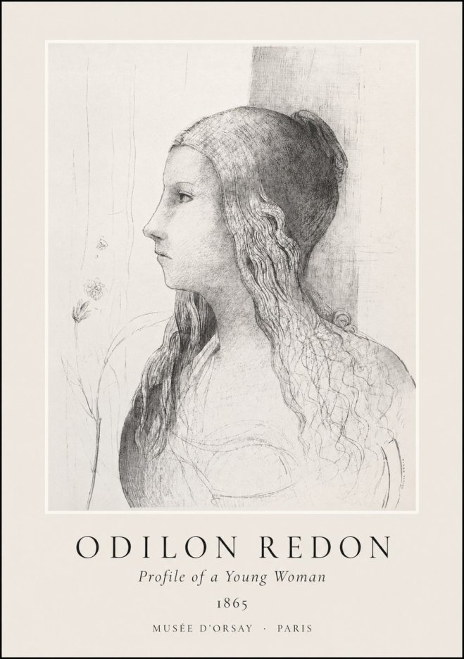 Odilon Redon Profile of a Young Woman No1 - Affiche