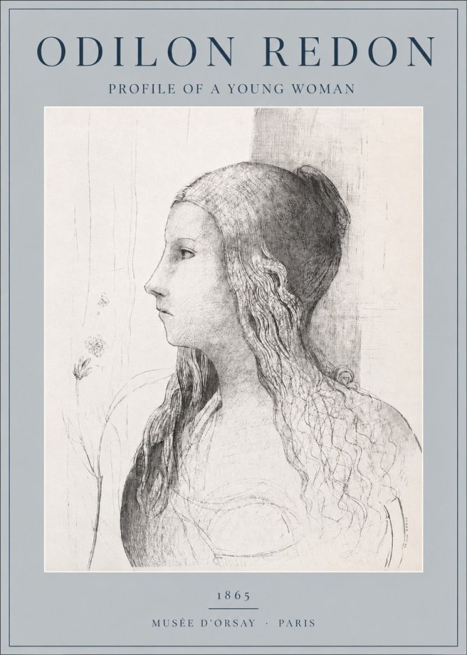 Odilon Redon Profile of a Young Woman No2 - Affiche