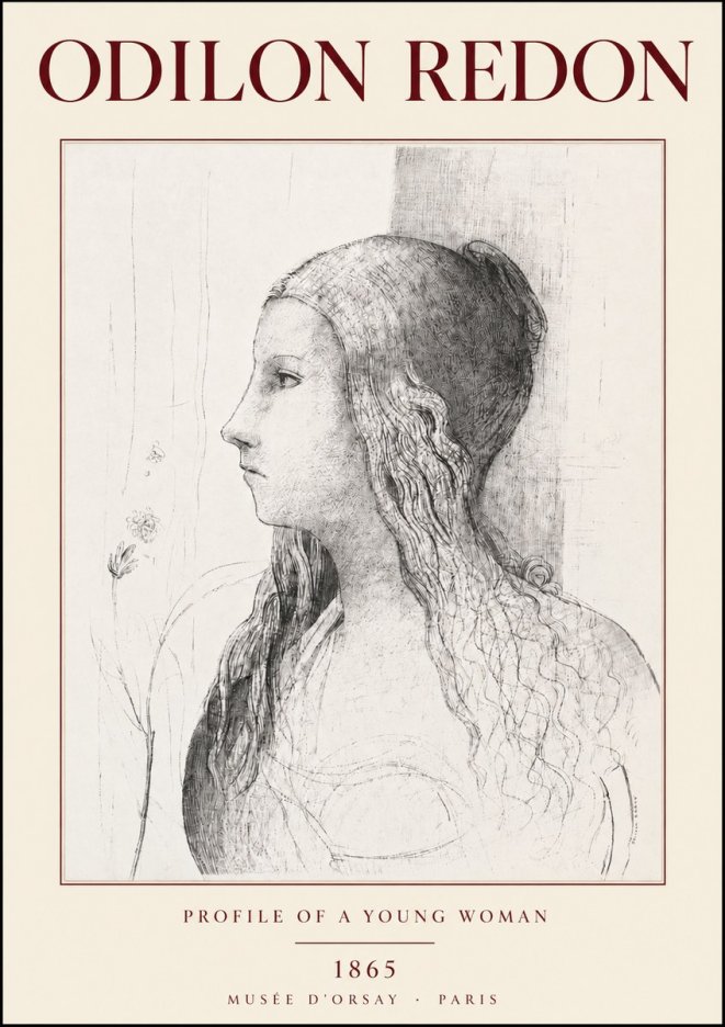 Odilon Redon Profile of a Young Woman No3 - Affiche