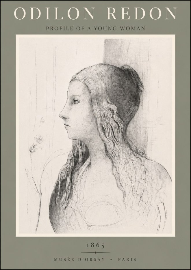 Odilon Redon Profile of a Young Woman No5 - Affiche