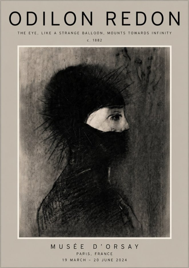 Odilon Redon The Eye, Like a Strange Balloon, Mounts Towards Infinity No4 - Affiche
