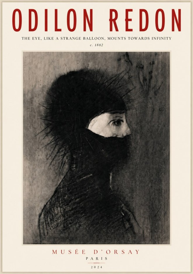 Odilon Redon The Eye, Like a Strange Balloon, Mounts Towards Infinity No5 - Affiche