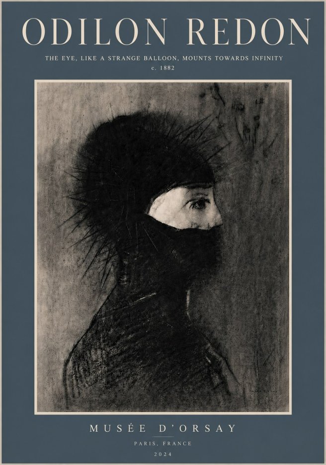 Odilon Redon The Eye, Like a Strange Balloon, Mounts Towards Infinity No6 - Affiche