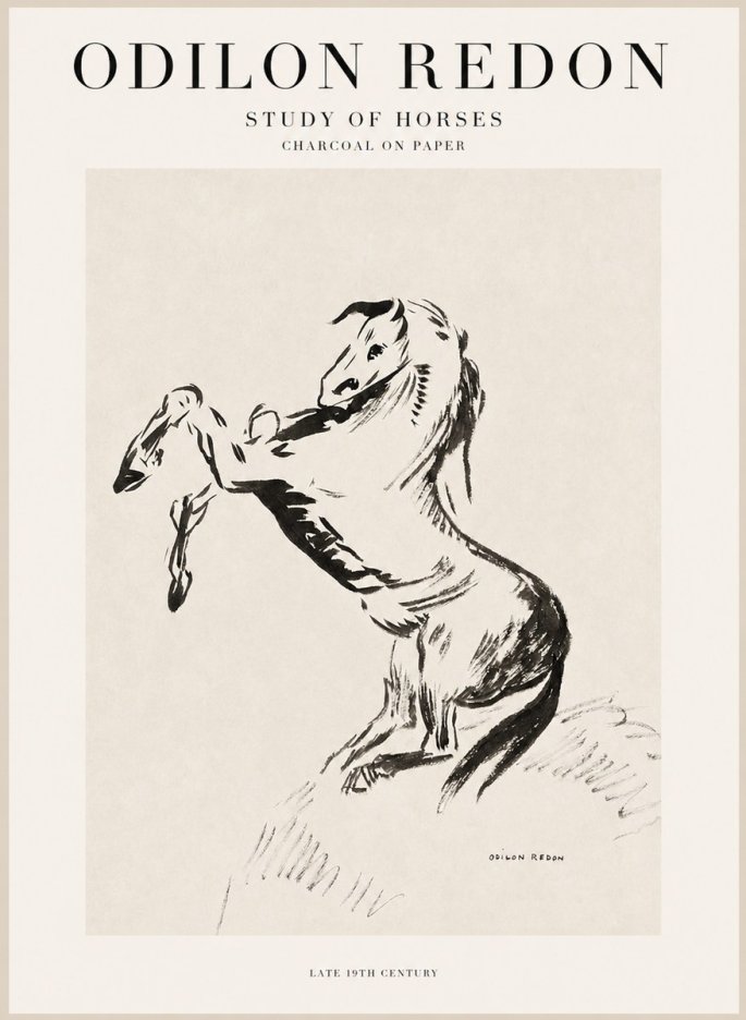 Odilon Redon Study of Horses No1 - Affiche