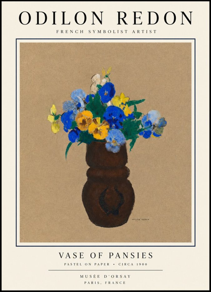 Odilon Redon Vase of Pansies No3 - Affiche