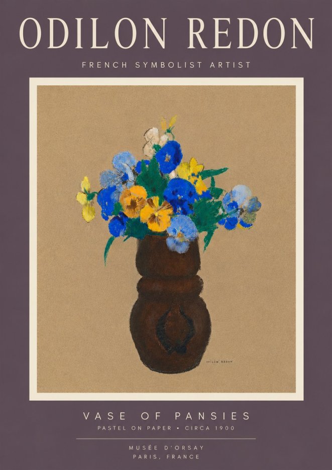 Odilon Redon Vase of Pansies No6 - Affiche