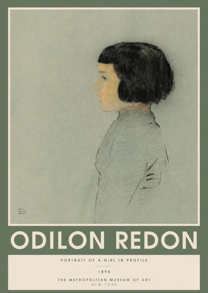 Odilon Redon Portrait of a Girl in Profile No2 - Affiche