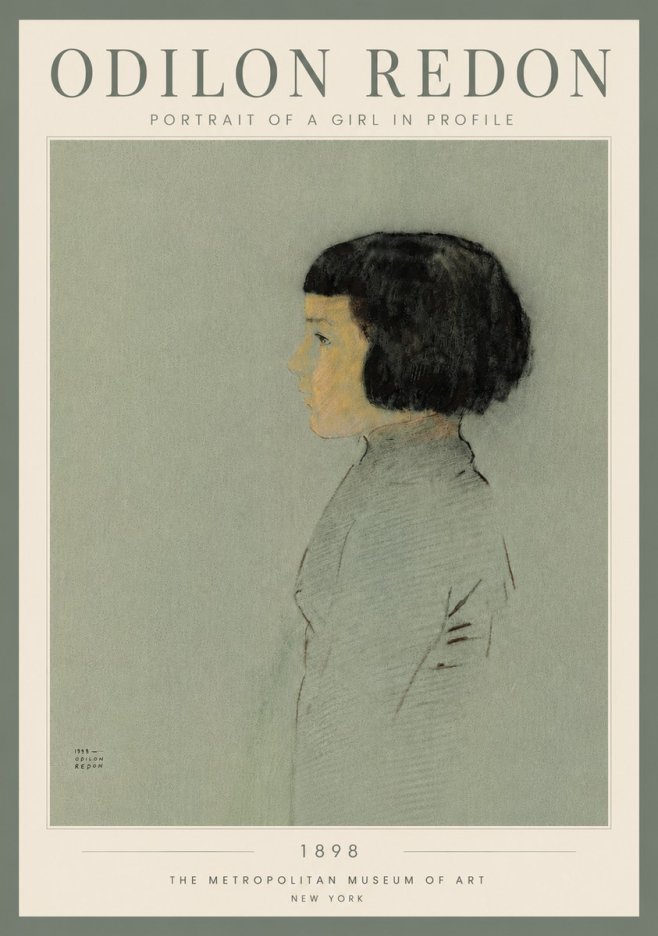 Odilon Redon Portrait of a Girl in Profile No4 - Affiche