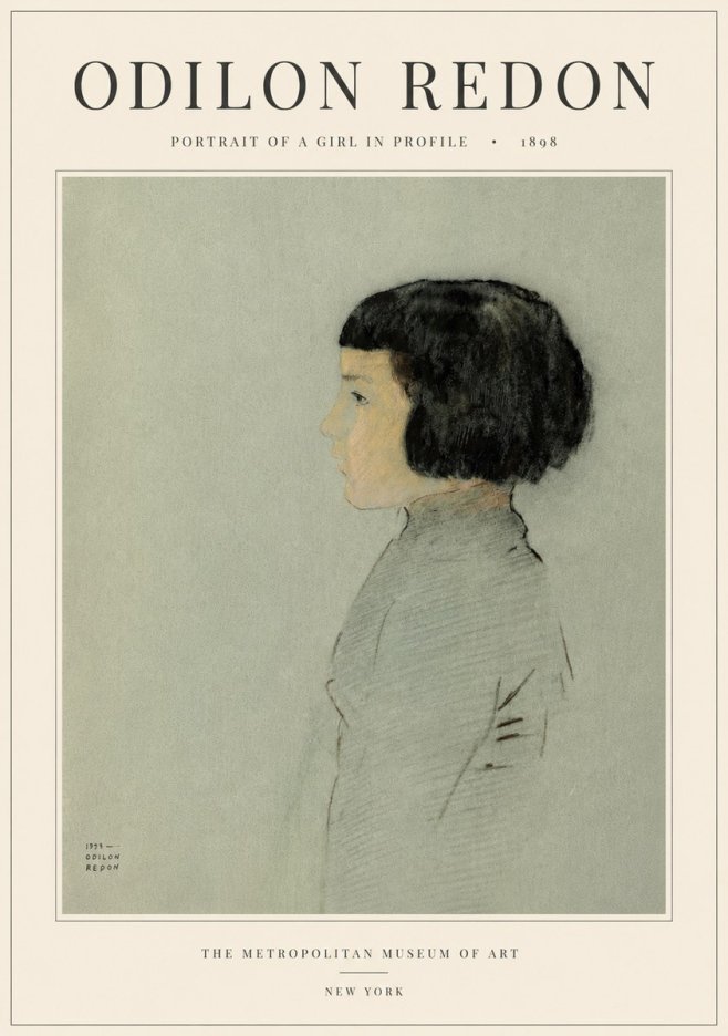 Odilon Redon Portrait of a Girl in Profile No5 - Affiche