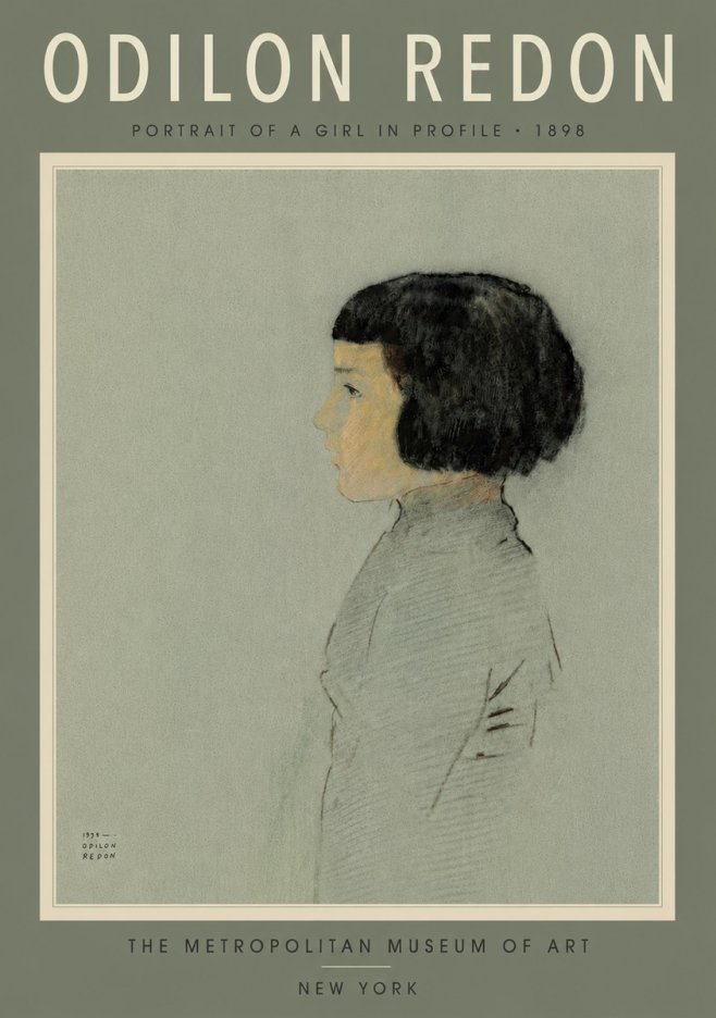 Odilon Redon Portrait of a Girl in Profile No6 - Affiche