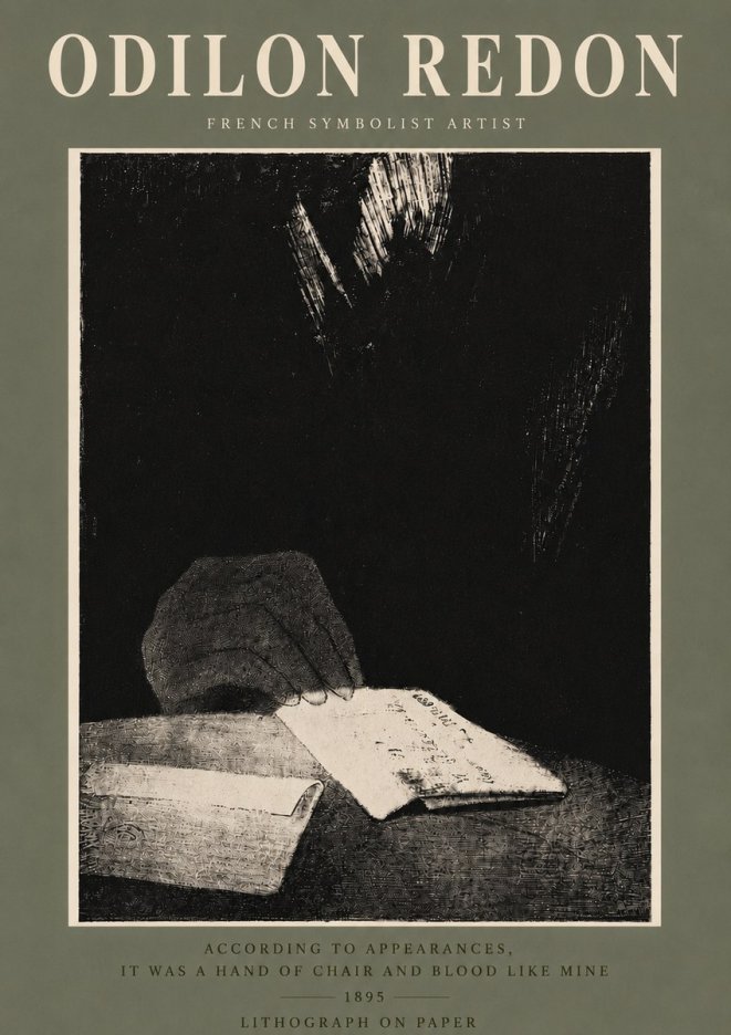 Odilon Redon According to Appearances, It Was a Hand of Chair and Blood Like Mine, No5 - Affiche