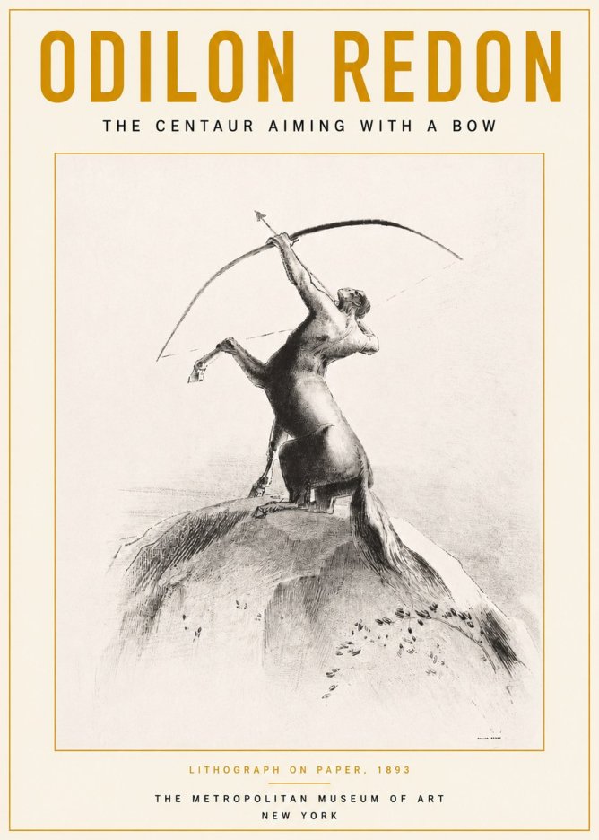 Odilon Redon The Centaur Aiming with a Bow No3 - Affiche