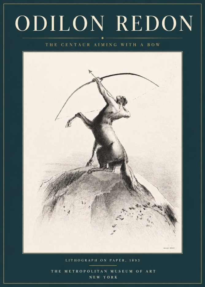 Odilon Redon The Centaur Aiming with a Bow No4 - Affiche