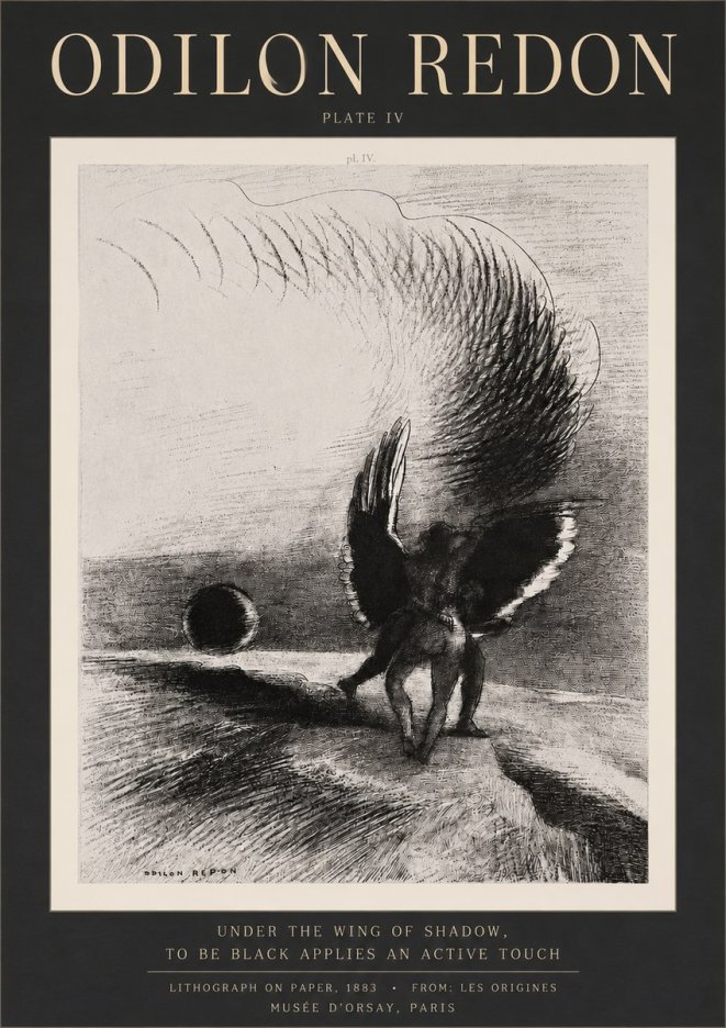 Odilon Redon Sous L'aile D'ombre L'être Noir Appliquait Une Active Morsure Plate Iv No3 - Affiche