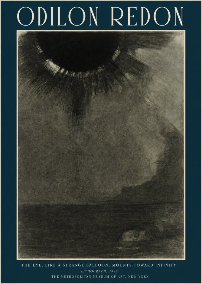 Odilon Redon The Eye, Like a Strange Balloon, Mounts Toward Infinity No2 - Affiche