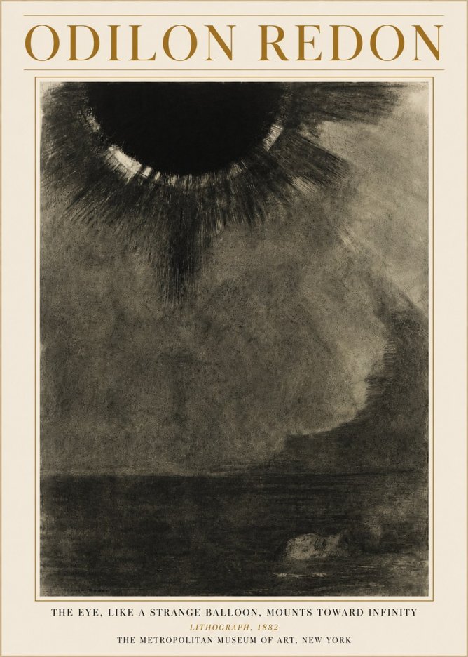 Odilon Redon The Eye, Like a Strange Balloon, Mounts Toward Infinity No6 - Affiche