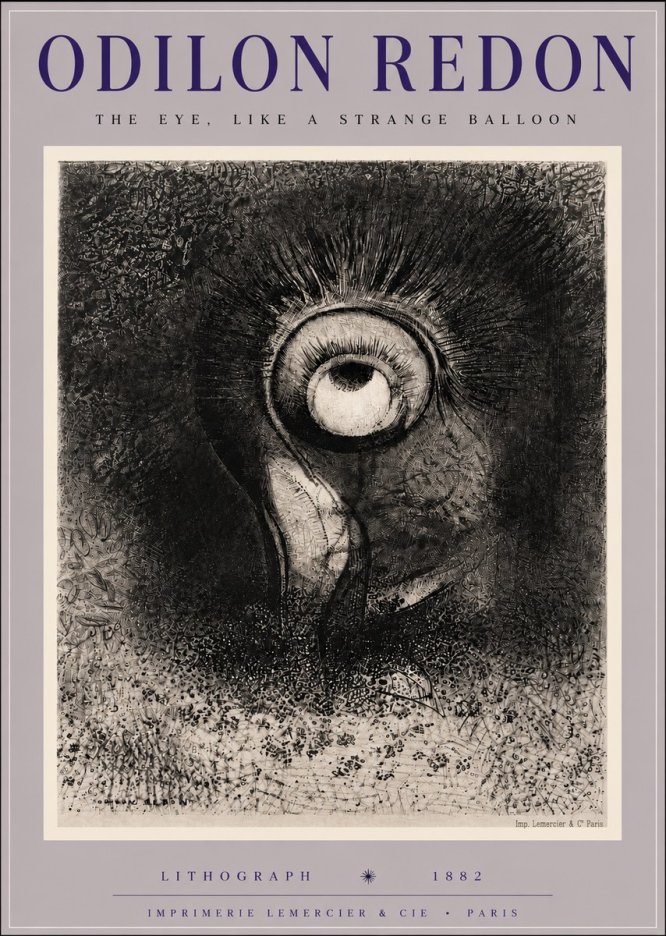 Odilon Redon The Eye, Like a Strange Balloon No6 - Affiche