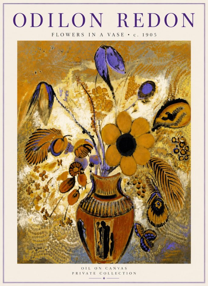 Odilon Redon Flowers in a Vase II No5 - Affiche