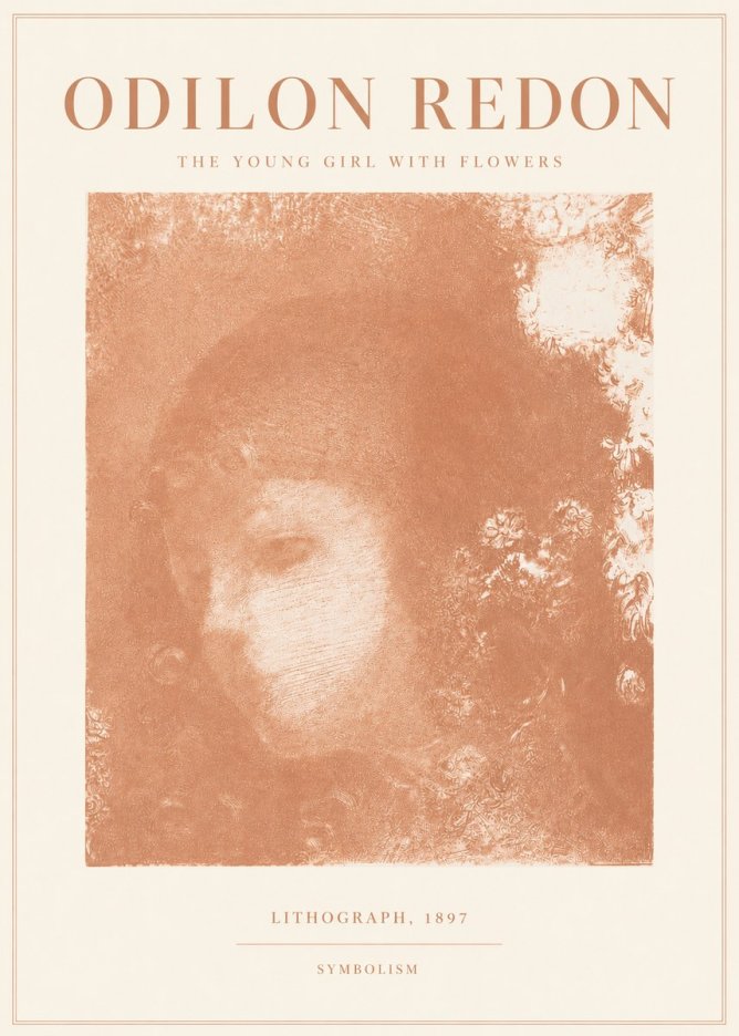 Odilon Redon The Young Girl with Flowers No3 - Affiche