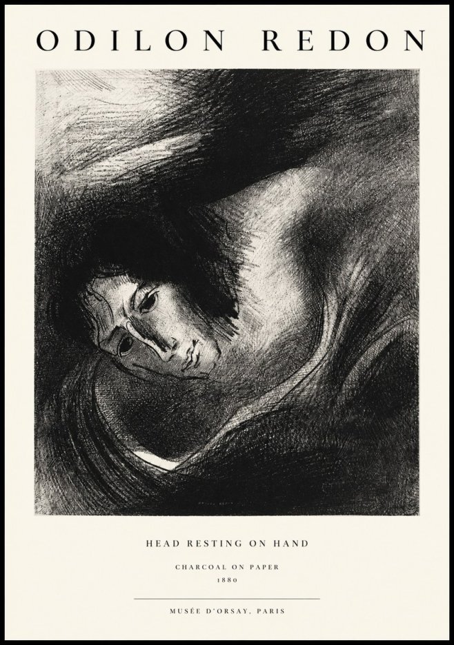 Odilon Redon Head Resting on Hand No1 - Affiche