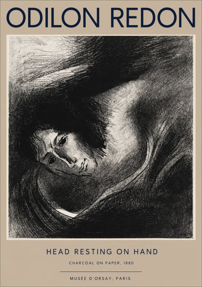 Odilon Redon Head Resting on Hand No2 - Affiche