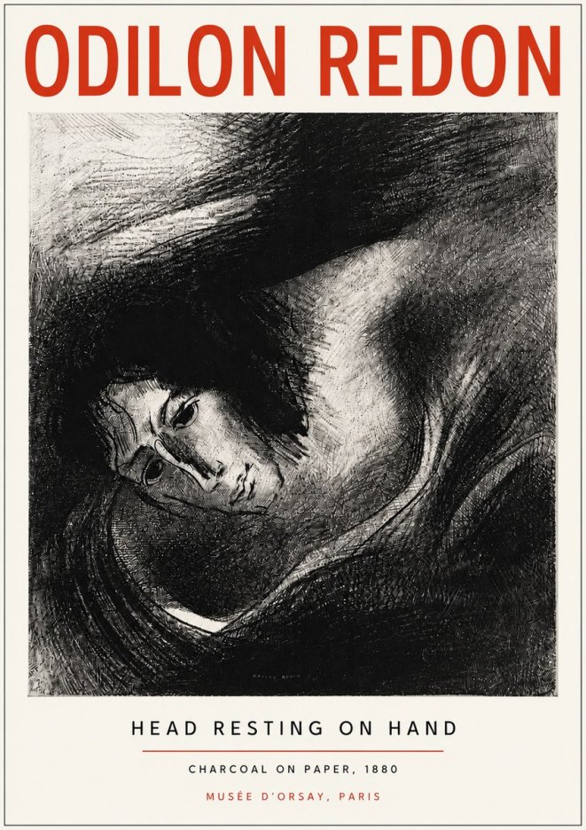 Odilon Redon Head Resting on Hand No3 - Affiche