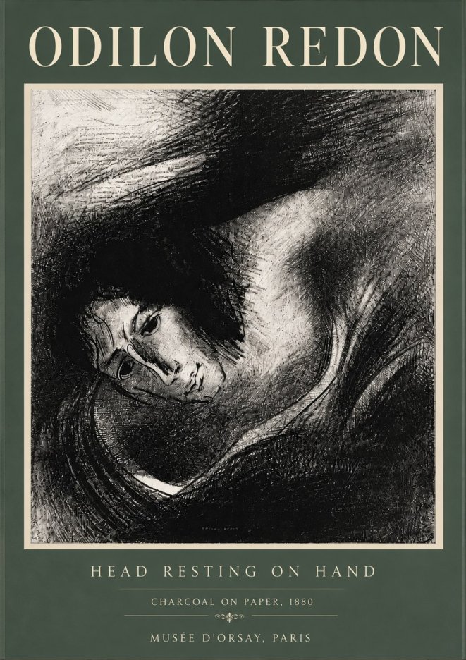 Odilon Redon Head Resting on Hand No6 - Affiche