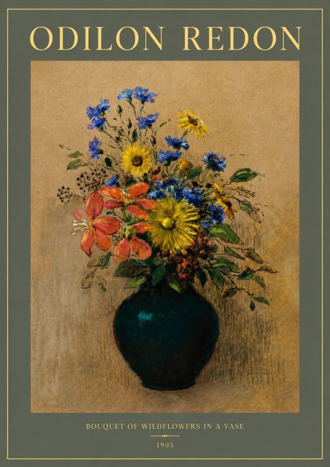 Odilon Redon Bouquet of Wildflowers in a Vase No2 - Affiche