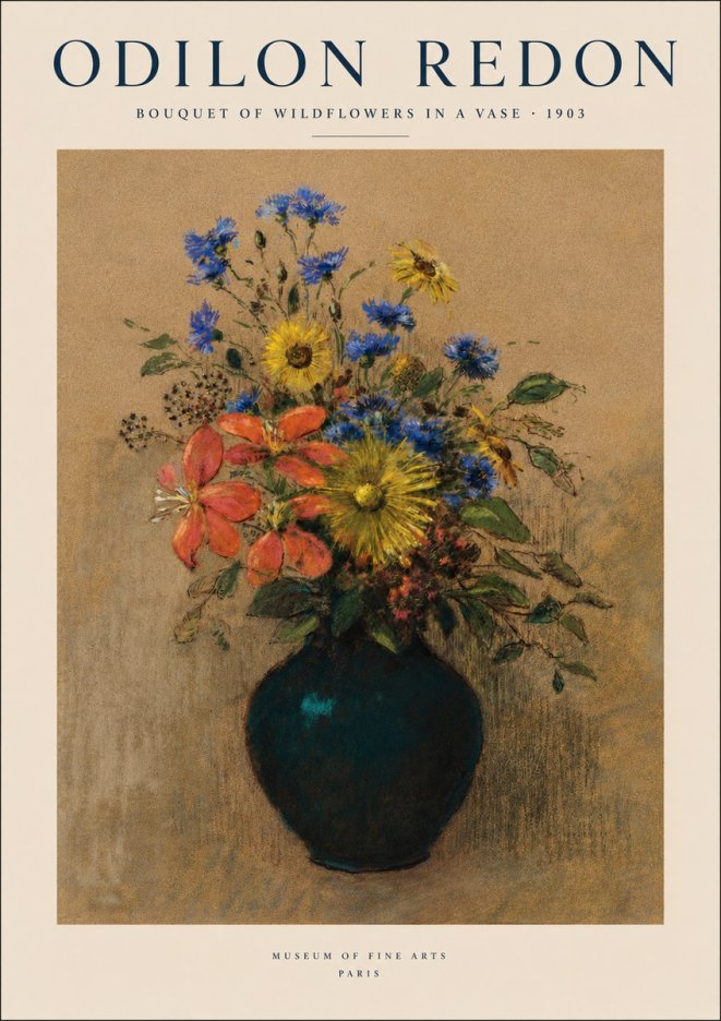 Odilon Redon Bouquet of Wildflowers in a Vase No3 - Affiche