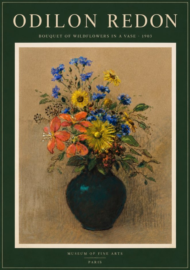 Odilon Redon Bouquet of Wildflowers in a Vase No6 - Affiche