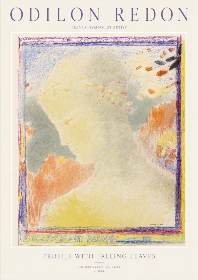 Odilon Redon Profile with Falling Leaves No1 - Affiche