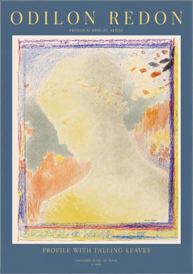 Odilon Redon Profile with Falling Leaves No2 - Affiche