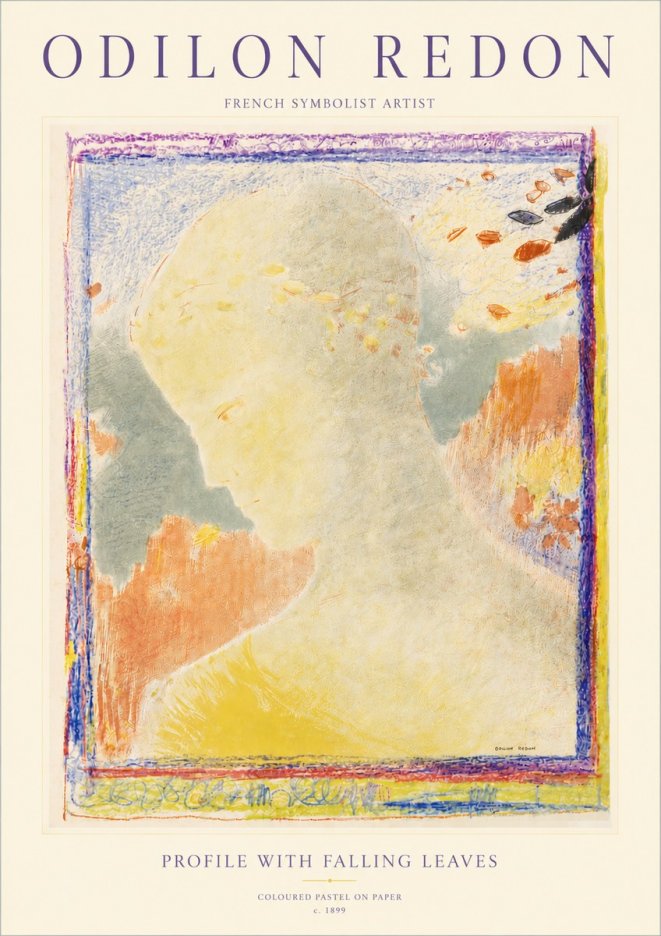 Odilon Redon Profile with Falling Leaves No4 - Affiche