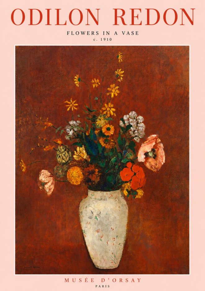 Odilon Redon Flowers in a Vase III No6 - Affiche