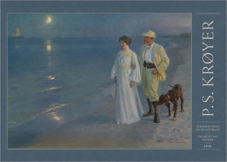 P.S. Krøyer Summer Evening on Skagen Beach — the Artist and His Wife No3 - Affiche
