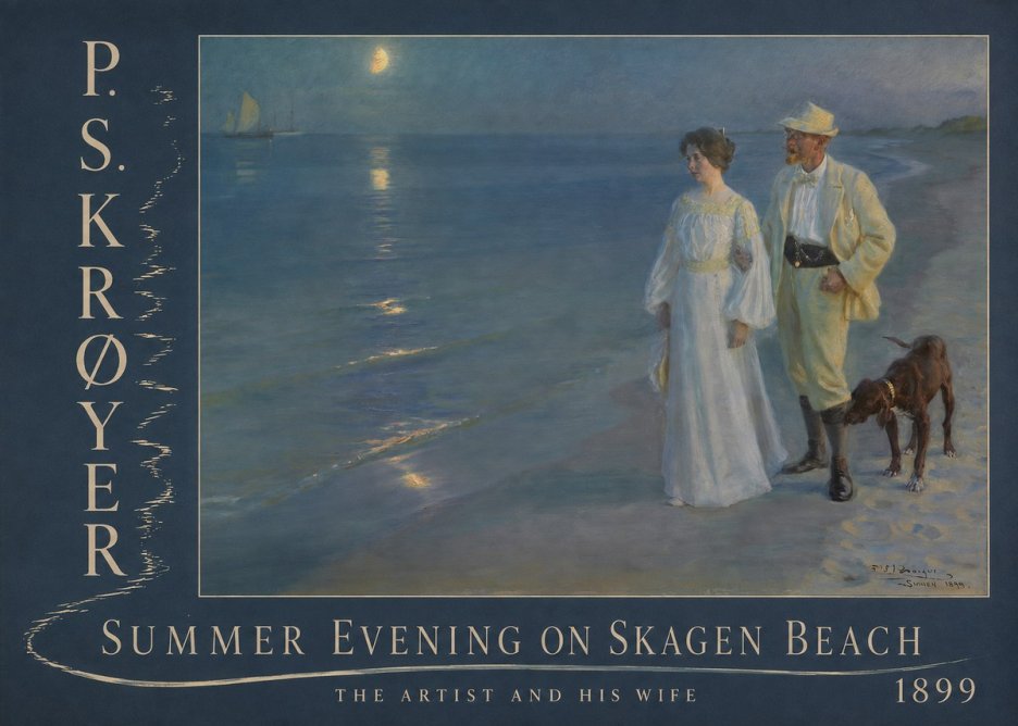 P.S. Krøyer Summer Evening on Skagen Beach — the Artist and His Wife No6 - Affiche