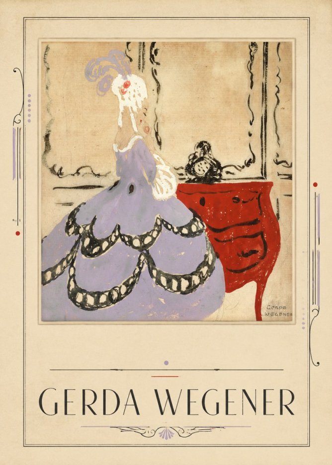 Gerda Wegener Lady in a Mauve Dress No4 - Affiche