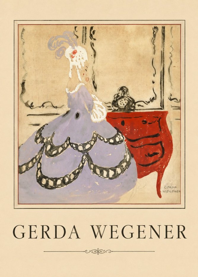 Gerda Wegener Lady in a Mauve Dress No5 - Affiche