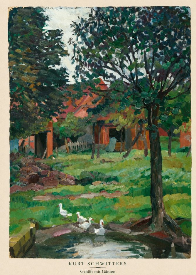 Kurt Schwitters Gehöft Mit Gänsen No6 - Affiche