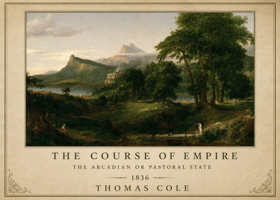 Thomas Cole The Course of Empire - the Arcadian or Pastoral State No1 - Affiche