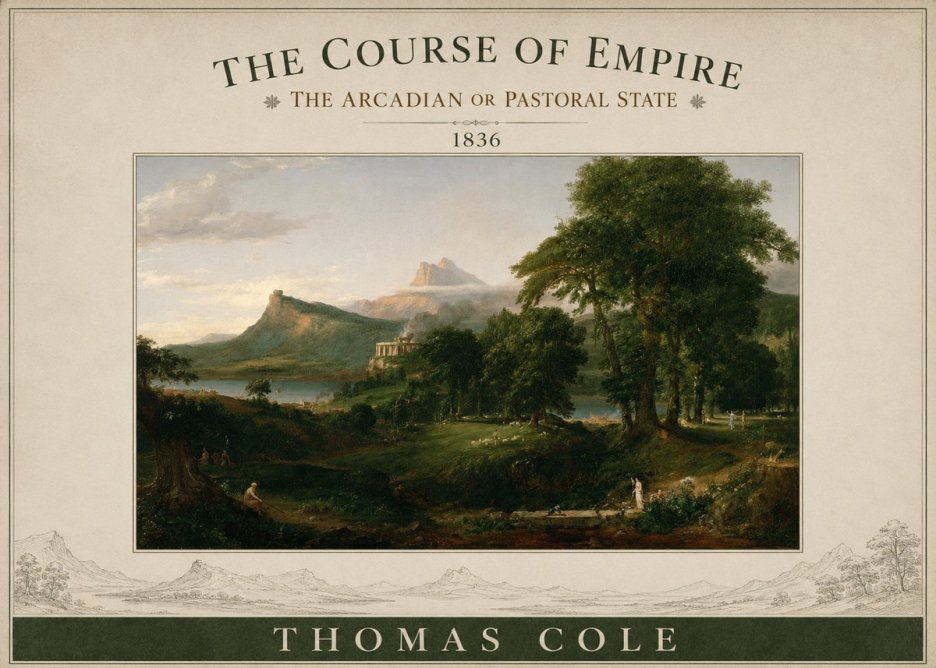 Thomas Cole The Course of Empire - the Arcadian or Pastoral State No3 - Affiche