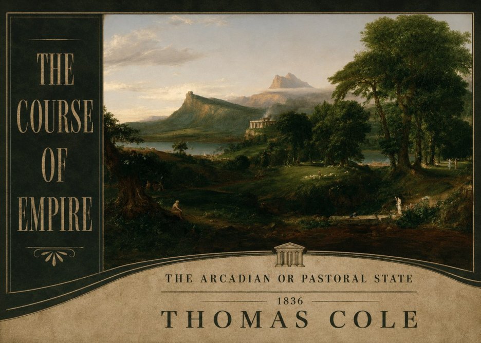 Thomas Cole The Course of Empire - the Arcadian or Pastoral State No6 - Affiche