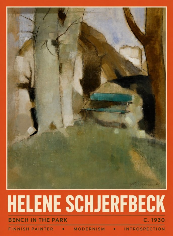 Helene Schjerfbeck Bench in the Park No2 - Affiche