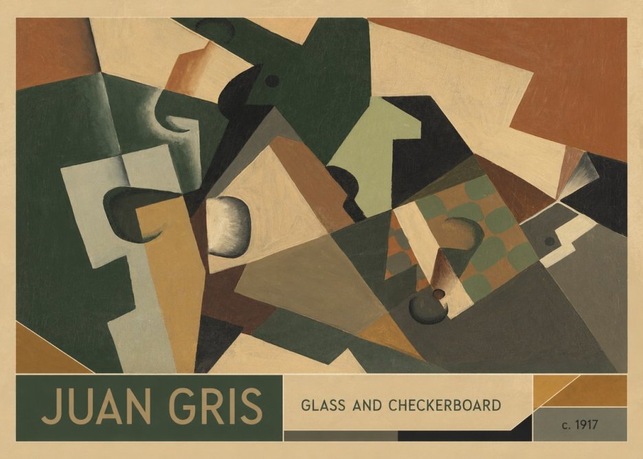 Juan Gris Glass and Checkerboard No2 - Affiche