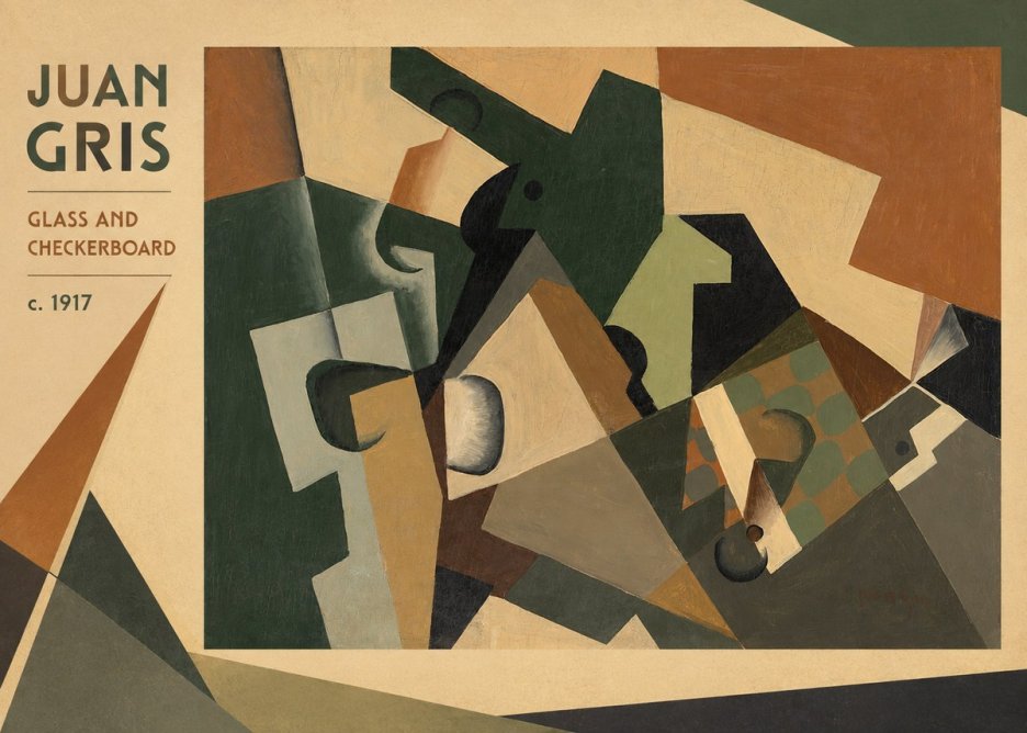 Juan Gris Glass and Checkerboard No3 - Affiche