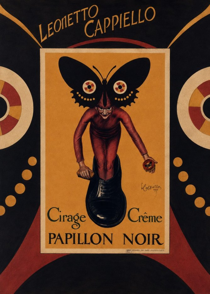 Leonetto Cappiello Cirage Crème Papillon Noir No6 - Affiche